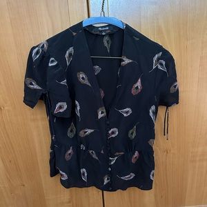 Madewell Silk Belle Top in Peacock Feathers